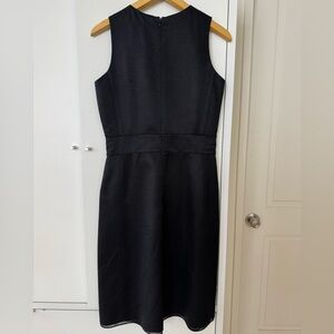 Banana Republic structured black sheath dress with hem detail, excellent shape!